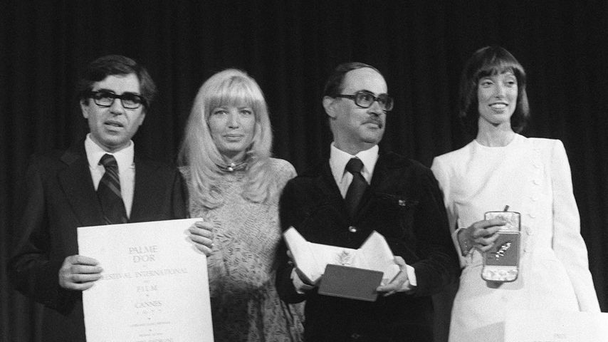 Paolo Taviani, Vittorio Taviani, Monica Vitti und Shelley Duvall, im Mai 1977