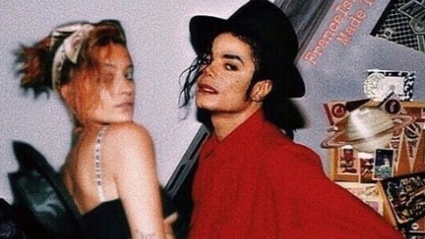 Paris' Fotomontage zu Ehren des Geburtstages ihres verstorbenen Vaters Michael im August 2020