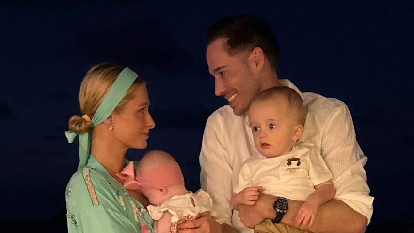 Paris Hilton mit ihrer Tochter London, Ehemann Carter Reum und Sohn Phoenix