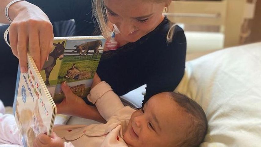 Patrice Eva und ihr Baby im April 2023