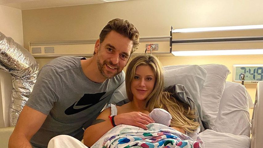 Pau Gasol, seine Frau Catherine und ihre Tochter Elisabet Gianna im September 2020