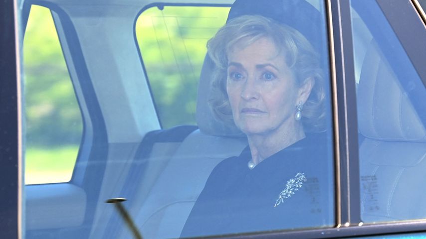 Penny Knatchbull, Gräfin Mountbatten of Burma bei der Beerdigung von Prinz Philip