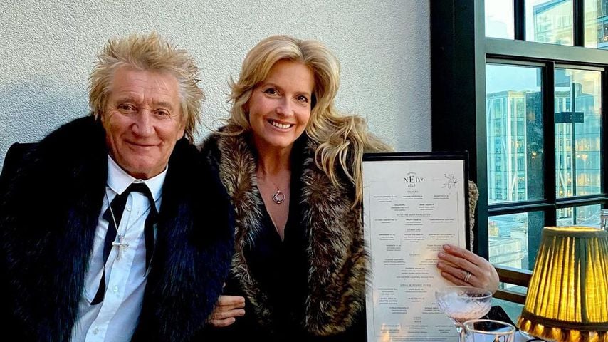 Rod Stewart mit seiner Frau Penny