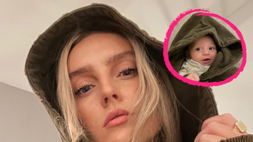 Eingekuschelt! Perrie Edwards Sohn als Mini-Model im Hoodie