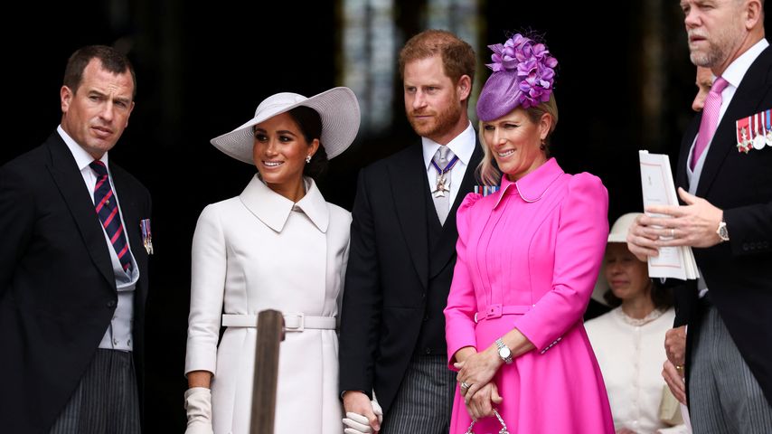 Peter Phillips, Herzogin Meghan, Prinz Harry, Zara und Mike Tindall