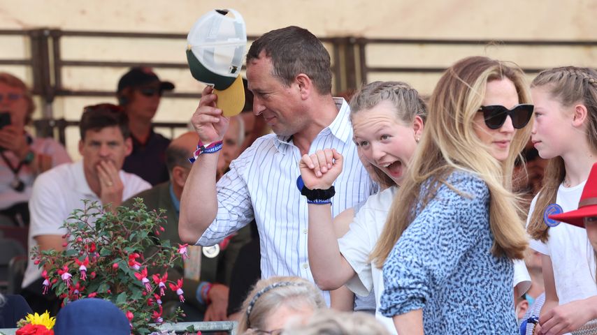 Peter Phillips mit seinen Töchtern und Harriet Sperling in Badminton, Mai 2024