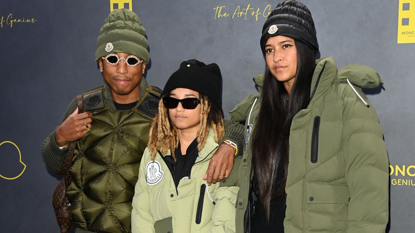Pharrell Williams, sein Sohn Rocket Ayer Williams und seine Frau Helen Lasichanh, Februar 2023