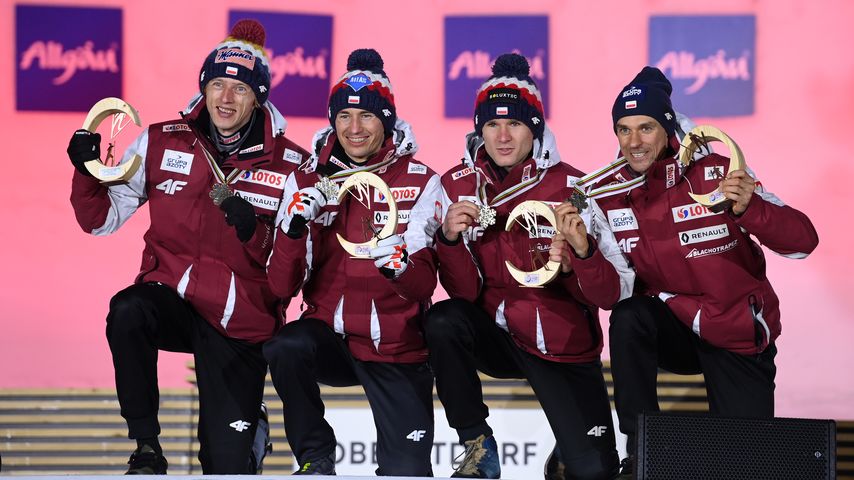 Piotr Zyla, Kamil Stoch, Andrzej Stekala und Dawid Kubacki in Oberstdorf 2021