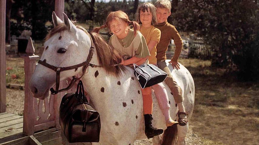 Pippi Langstrumpf, Annika und Tommy auf dem Pferd Kleiner Onkel