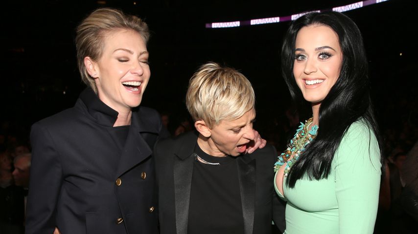 Portia de Rossi, Ellen DeGeneres und Katy Perry bei den Grammy Awards 2013