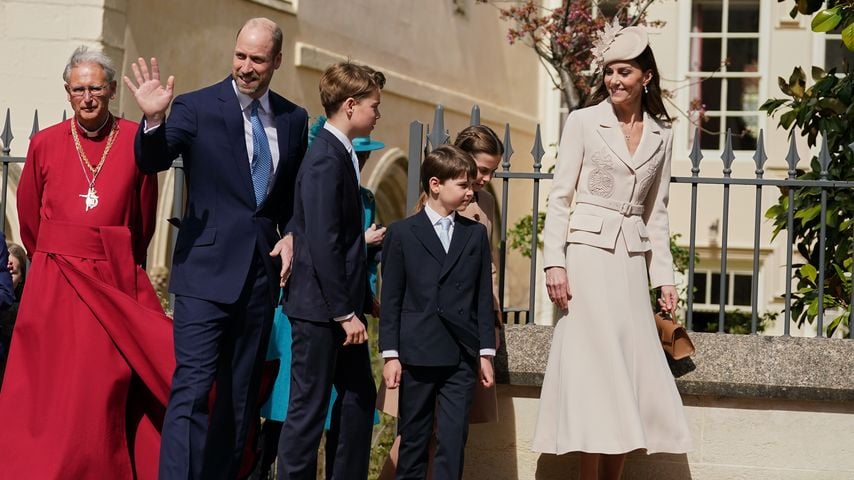 Prinz William mit Prinzessin Kate, sowie Prinz George, Prinzessin Charlotte und Prinz Louis nach dem Oster-Gottesdienst 2026