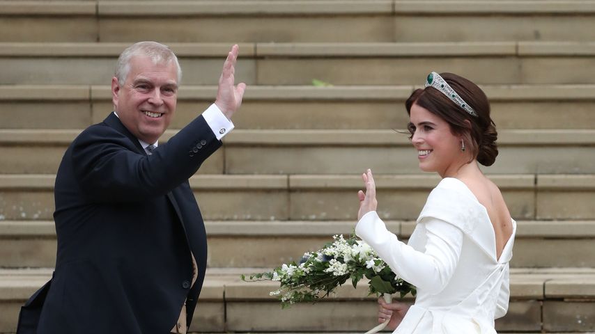 Prinz Andrew und Prinzessin Eugenie bei Eugenies Hochzeit im Jahr 2018