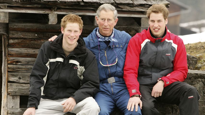 Prinz Charles mit seinen Kindern Prinz Harry und Prinz William