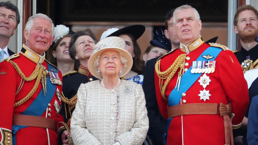 Prinz Charles, Queen Eliabeth II. und Prinz Andrew bei der Trooping-the-Colour-Parade 2019
