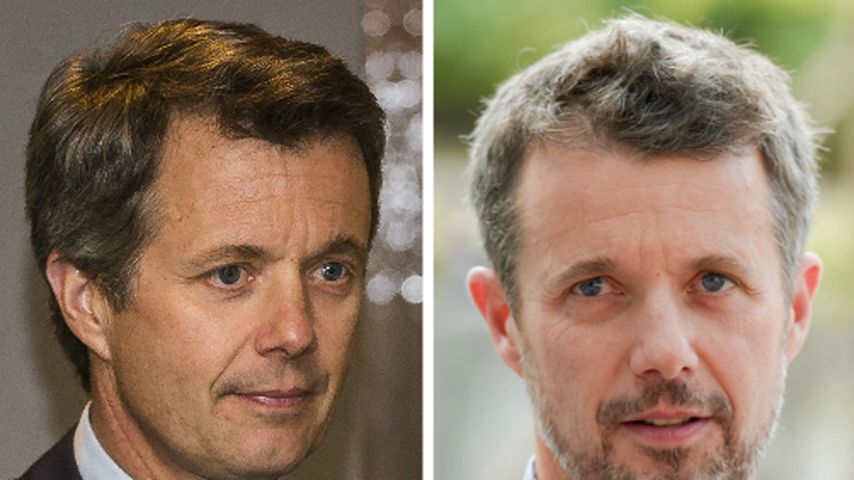 Collage: Prinz Frederik von Dänemark ohne und mit Bart