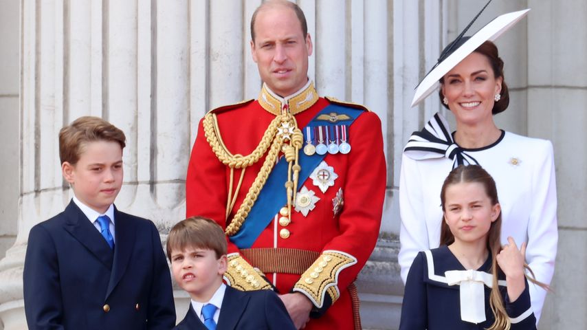 Prinz George, Prinz Louis, Prinz William, Prinzessin Kate und Prinzessin Charlotte, Juni 2024