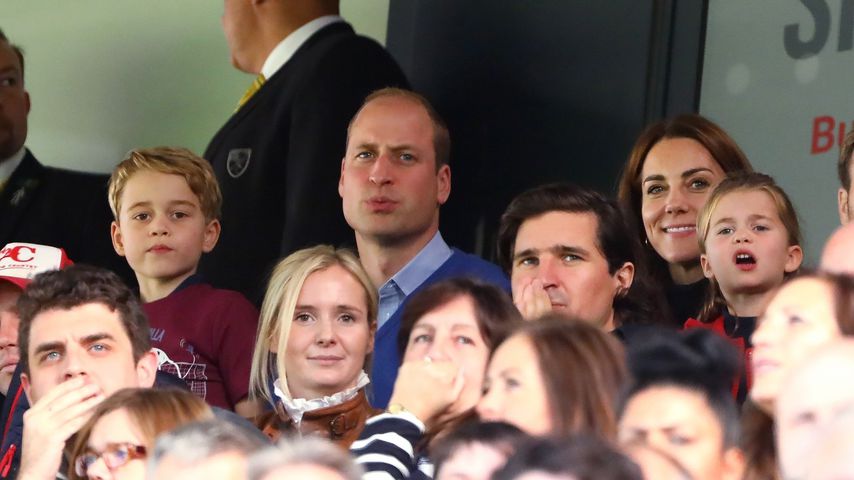 Prinz George, Prinz William, Herzogin Kate und Prinzessin Charlotte bei einem Fußballspiel in Norwic