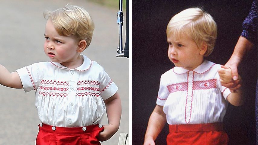 Collage: Prinz George (2015) und Prinz William als Baby (1984)
