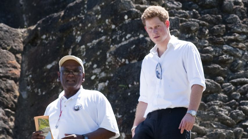 Prinz Harry bei seinem Besuch der Maya-Ruinen von Xunantunich in Belize, März 2012