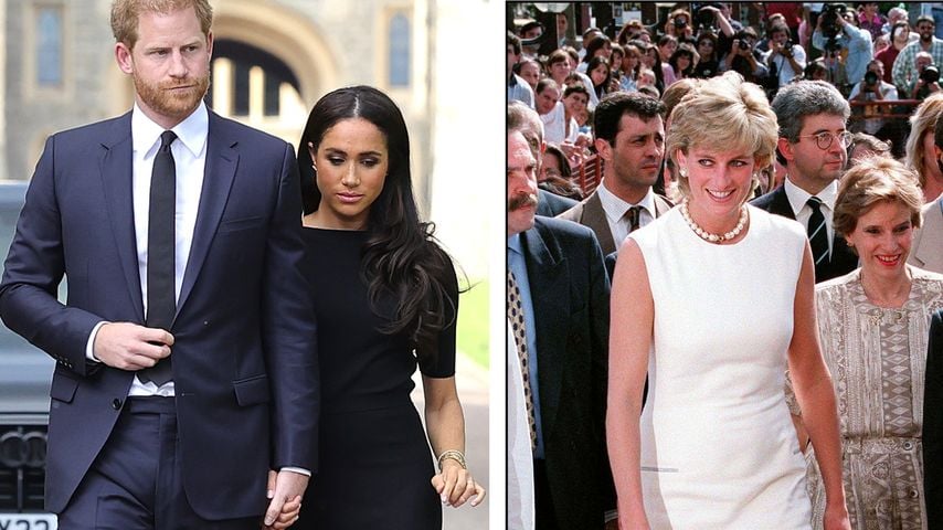 Prinz Harry, Herzogin Meghan und Prinzessin Diana Collage