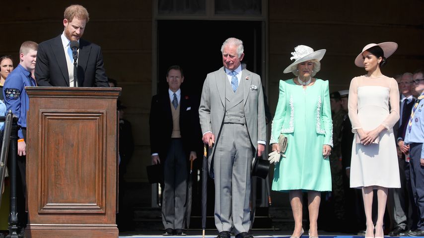 Prinz Harry, Prinz Charles, Herzogin Camilla und Herzogin Meghan an Prinz Charles' Geburtstag