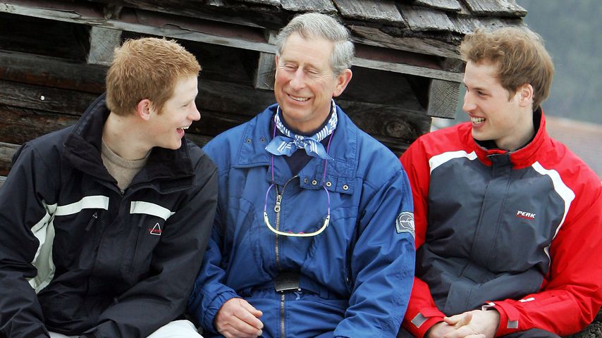 Prinz Harry, Prinz Charles und Prinz William in Klosters, 2005