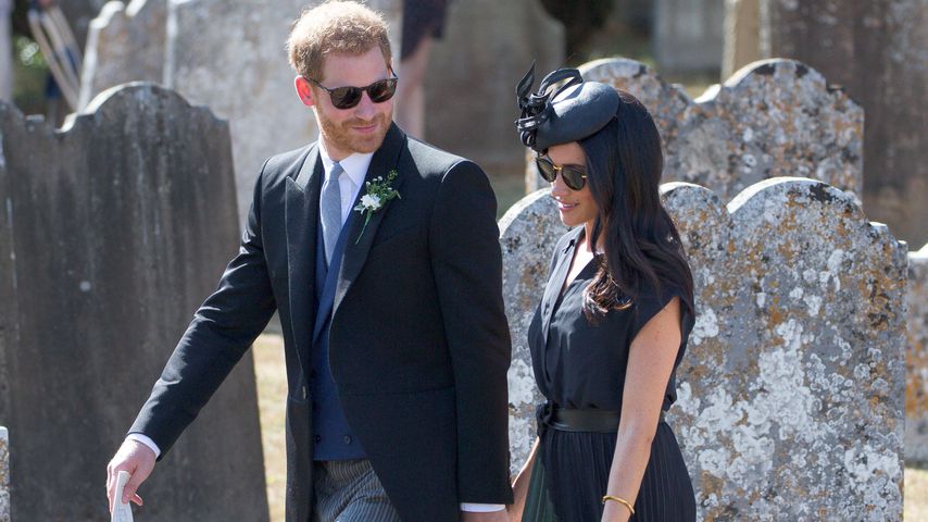 Prinz Harry und Herzogin Meghan auf Charlie van Straubenzees Hochzeit, 2018