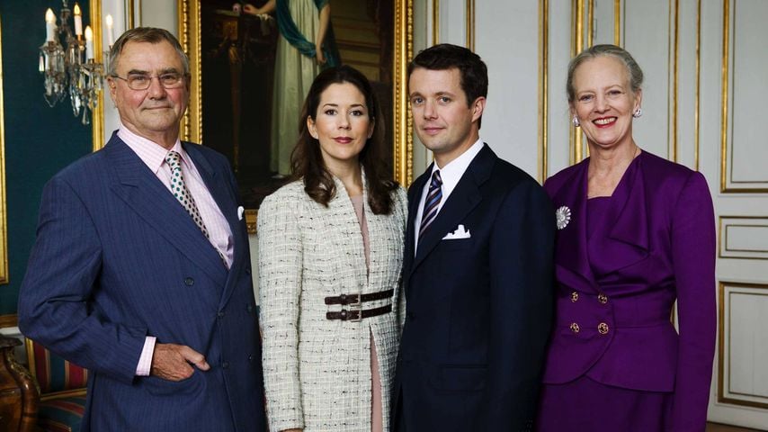 Prinz Henrik, Mary Elizabeth Donaldson, Kronprinz Frederik und Königin Margrethe nach der Staatsministerratssitzung in Amalienborg