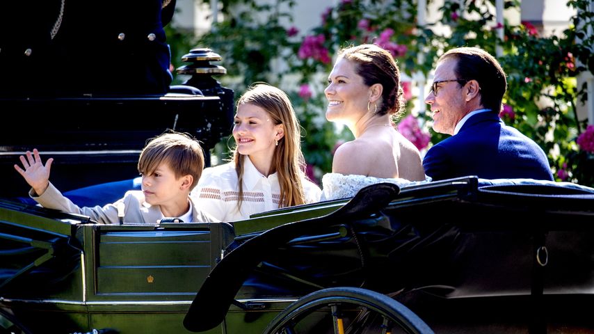 Prinz Oscar, Prinzessin Estelle, Prinzessin Victoria und Prinz Daniel im Juli 2023