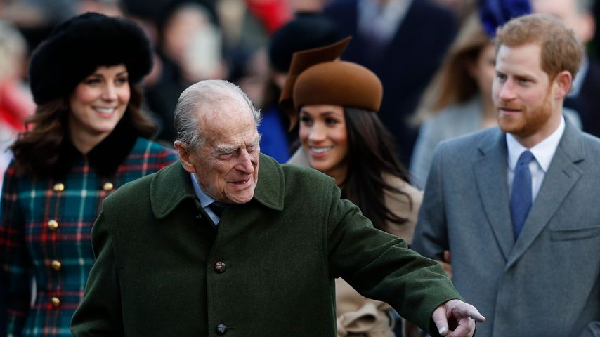Prinz Philip mit Prinz Harry, Herzogin Meghan und Herzogin Kate