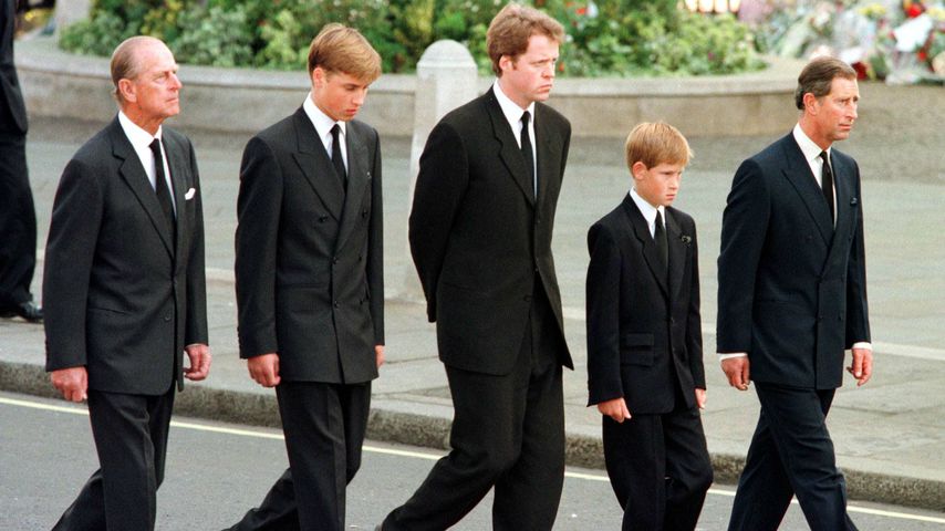 Prinz Philip, Prinz William, Charles Spencer, Prinz Harry und Prinz Charles