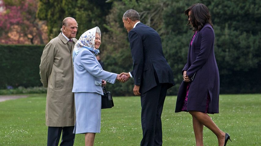 Prinz Philip und Queen Elizabeth II. mit Barack und Michelle Obama, 2016