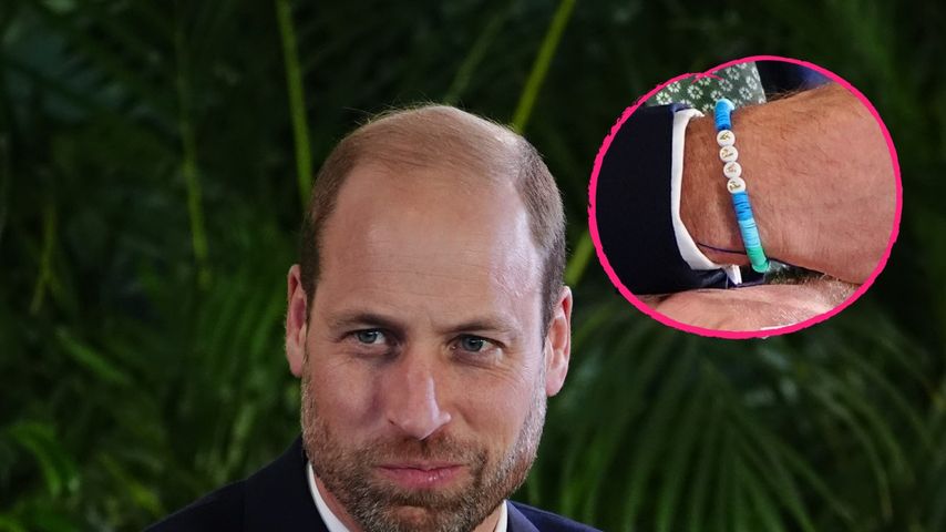 Collage: Prinz William trägt das selbstgemachte Armband seiner Tochter Charlotte