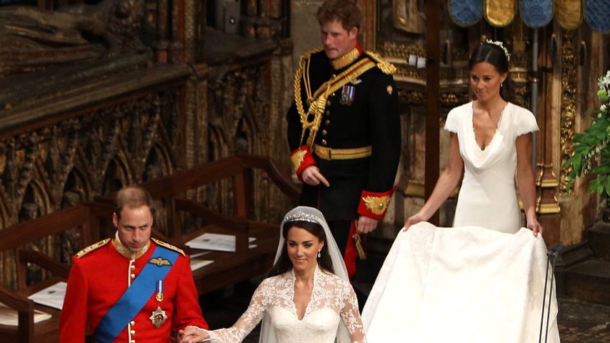 Prinz William, Herzogin Kate, Prinz Harry und Pippa Middleton, April 2011 in London