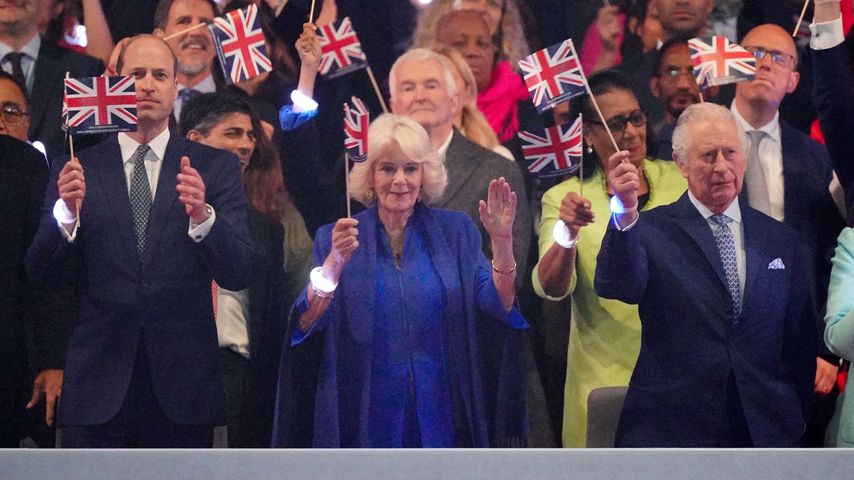 Prinz William, Königin Camilla und König Charles beim Krönungskonzert