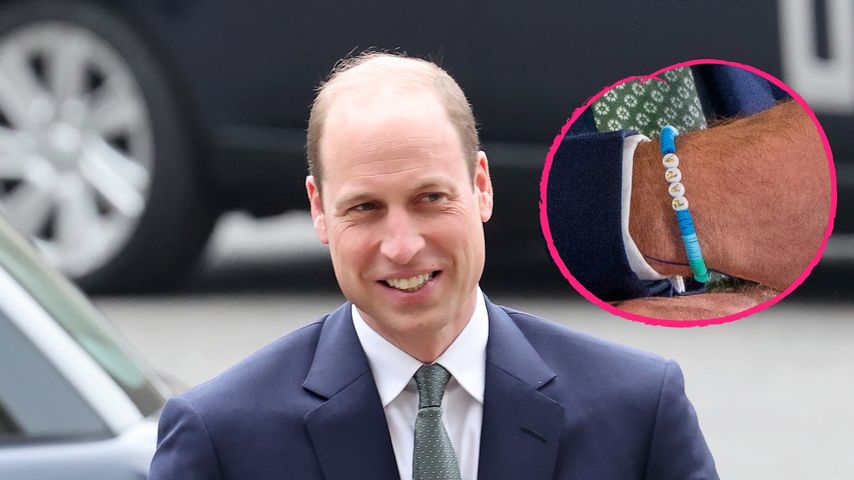 Collage: Prinz William mit dem Armband seiner Tochter