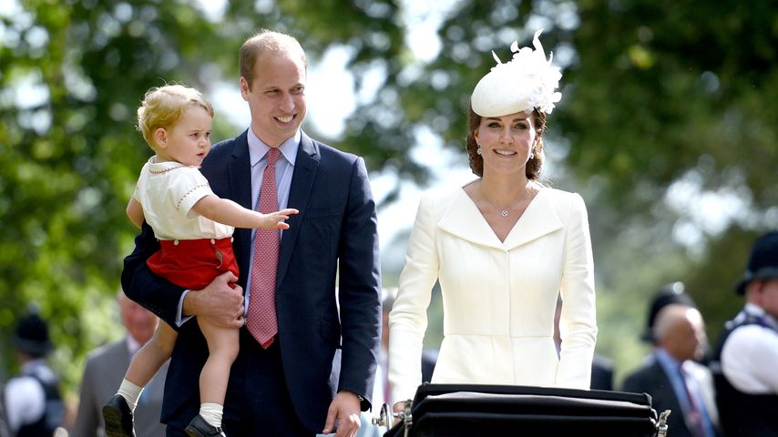 Prinz William, Prinz George und Herzogin Kate bei Prinzessin Charlottes Taufe im Juli 2015