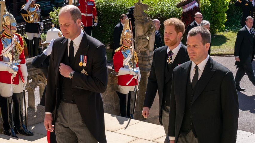 Prinz William, Prinz Harry und Peter Phillips bei der Beerdigung von Prinz Philip