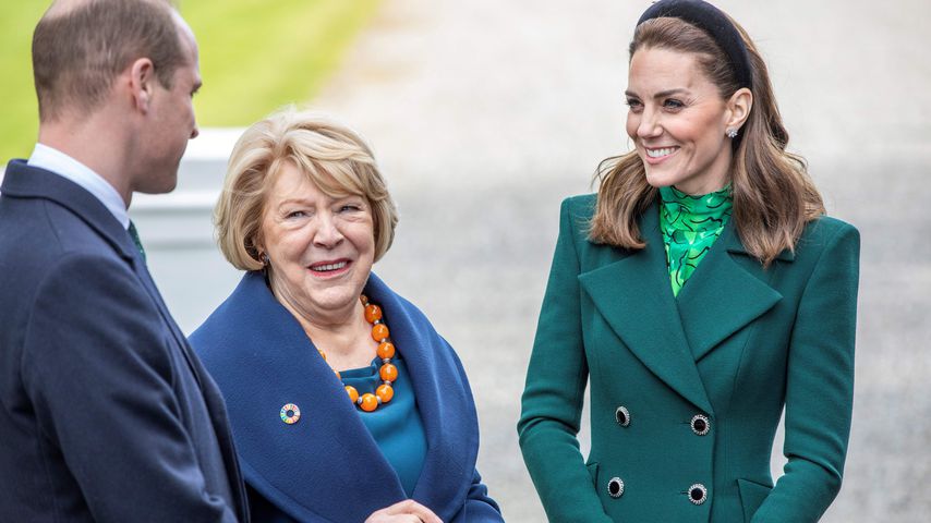 Prinz William, Sabina Higgins und Herzogin Kate im März 2020