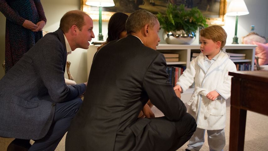 Prinz William, Barack Obama und Prinz George im Weißen Haus
