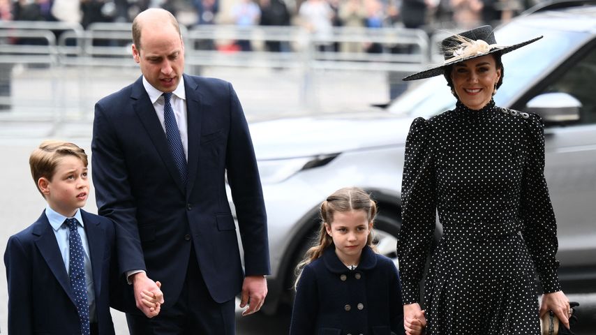 Prinz George, Prinz William, Prinzessin Charlotte und Herzogin Kate im März 2022