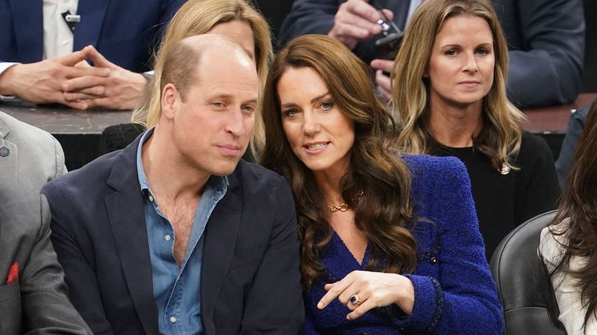 Prinz William und Prinzessin Kate während eines Basketballspieles auf ihrer USA-Reise durch Boston