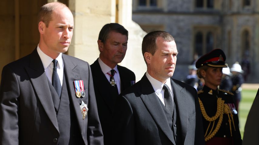 Prinz William und Peter Phillips bei der Beerdigung von Prinz Philip