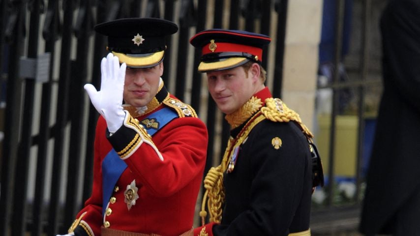 Prinz William und Prinz Harry bei der königlichen Trauung am 29. April 2011 vor Westminster Abbey