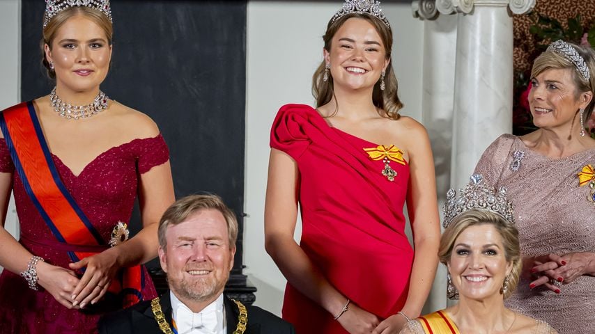 Prinzessin Amalia, König Willem-Alexander, Königin Máxima, Prinzessin Ariane und Prinzessin Margriet beim Staatsbankett in Amsterdam