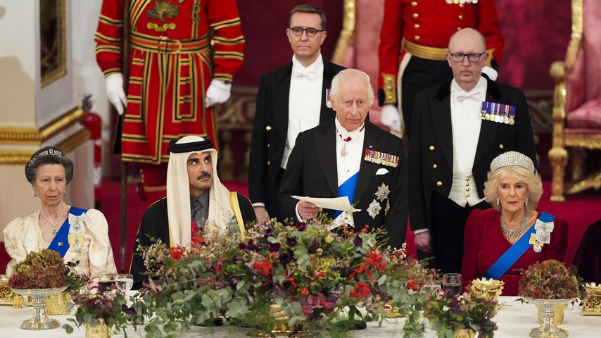 Prinzessin Anne, König Charles und Königin Camilla mit ihren Gästen aus Katar, Dezember 2024