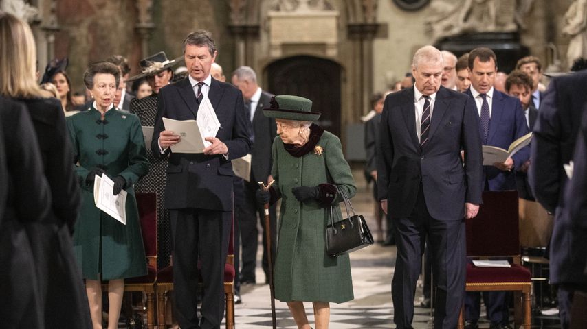 Prinzessin Anne, Queen Elizabeth II. und Prinz Andrew in der Westminster Abbey im März 2022