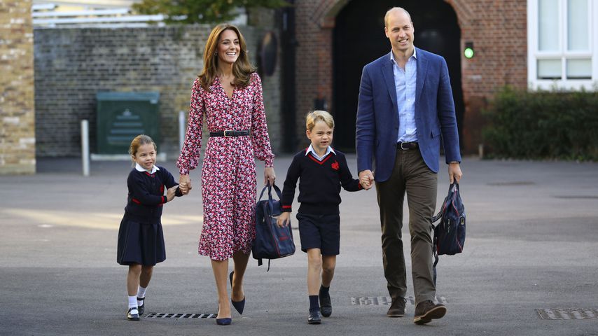 Prinzessin Charlotte, Herzogin Kate, Prinz George und Prinz William am ersten Schultag