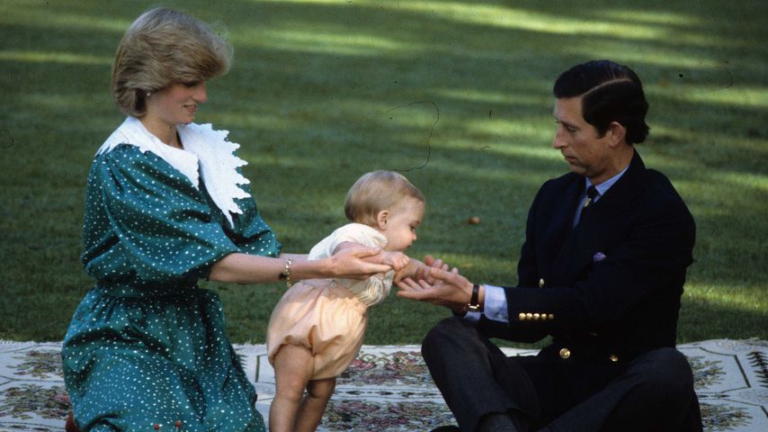 Prinzessin Diana, Prinz William und Prinz Charles in Neuseeland im April 1983