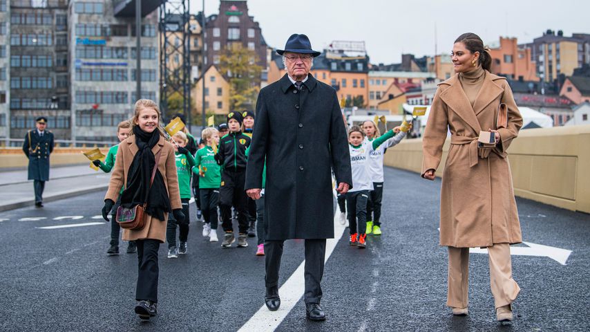 Prinzessin Estelle, König Carl Gustaf und Prinzessin Victoria von Schweden im Oktober 2020